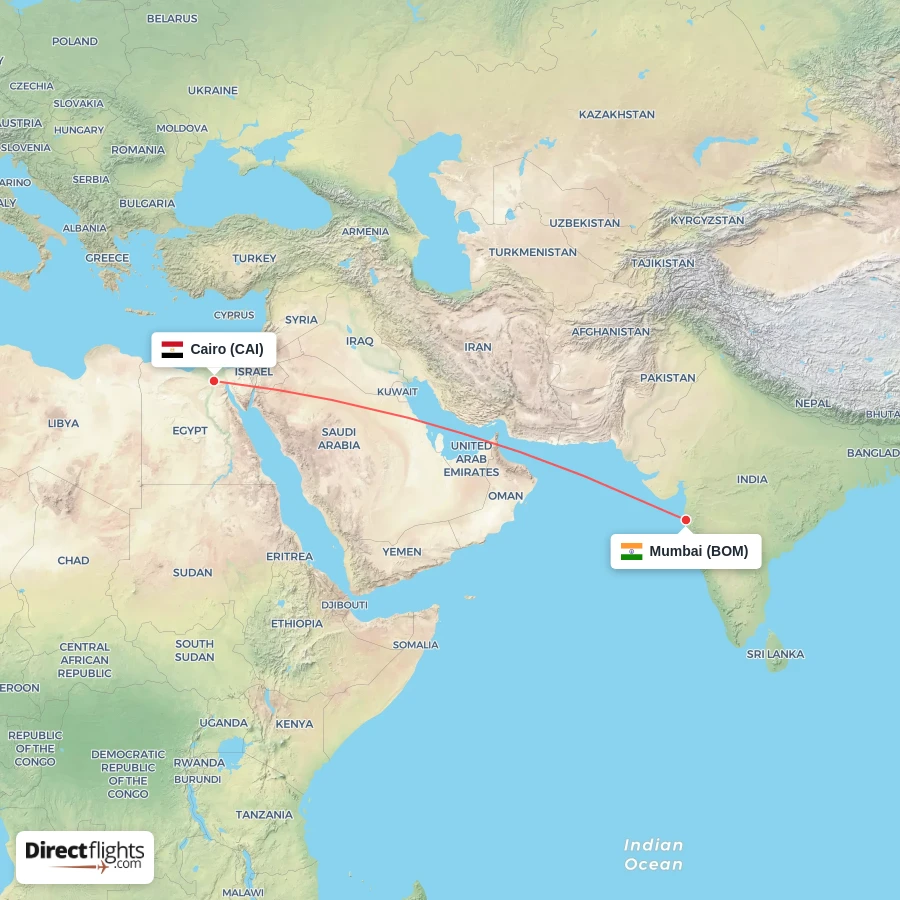 CAI - BOM route map