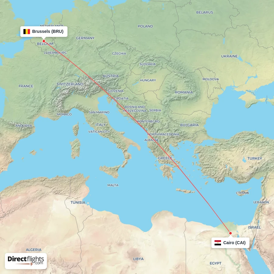 CAI - BRU route map