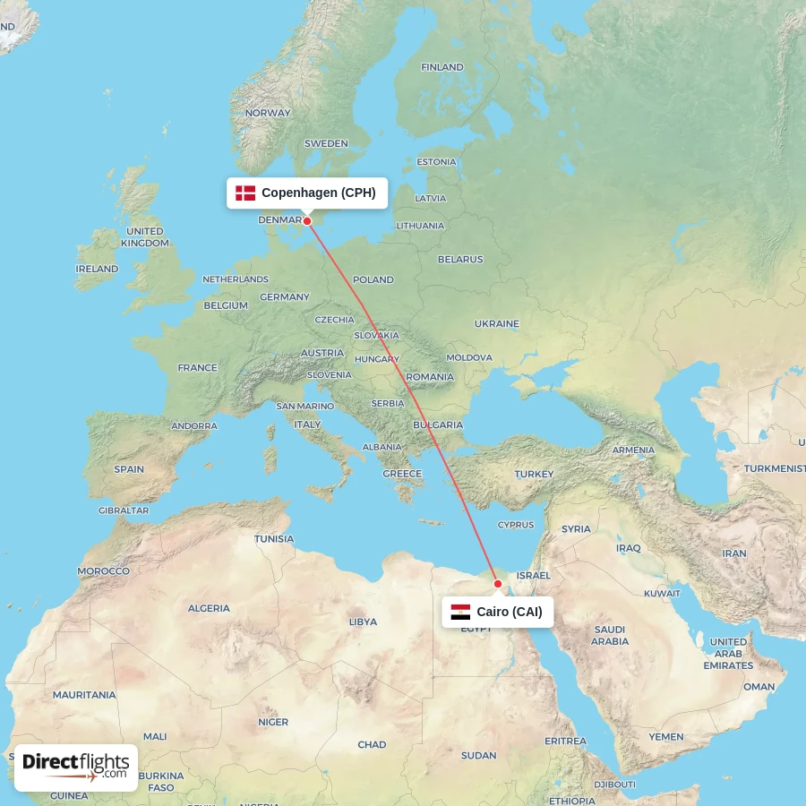 CAI - CPH route map
