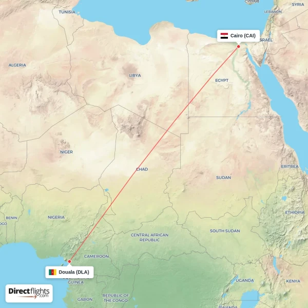 Cairo - Douala direct flight map