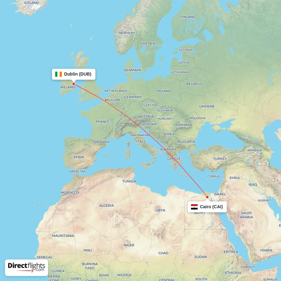 CAI - DUB route map