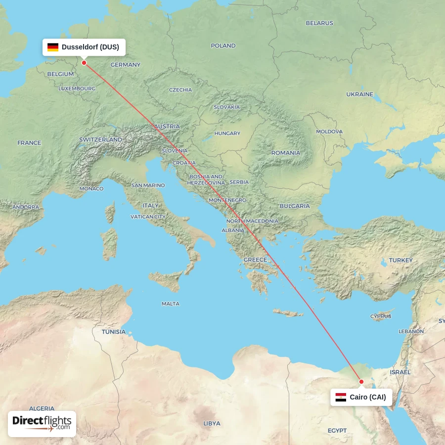 CAI - DUS route map