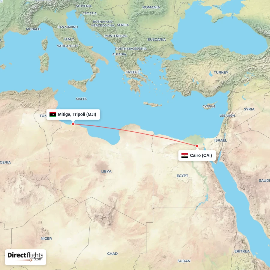 CAI - MJI route map