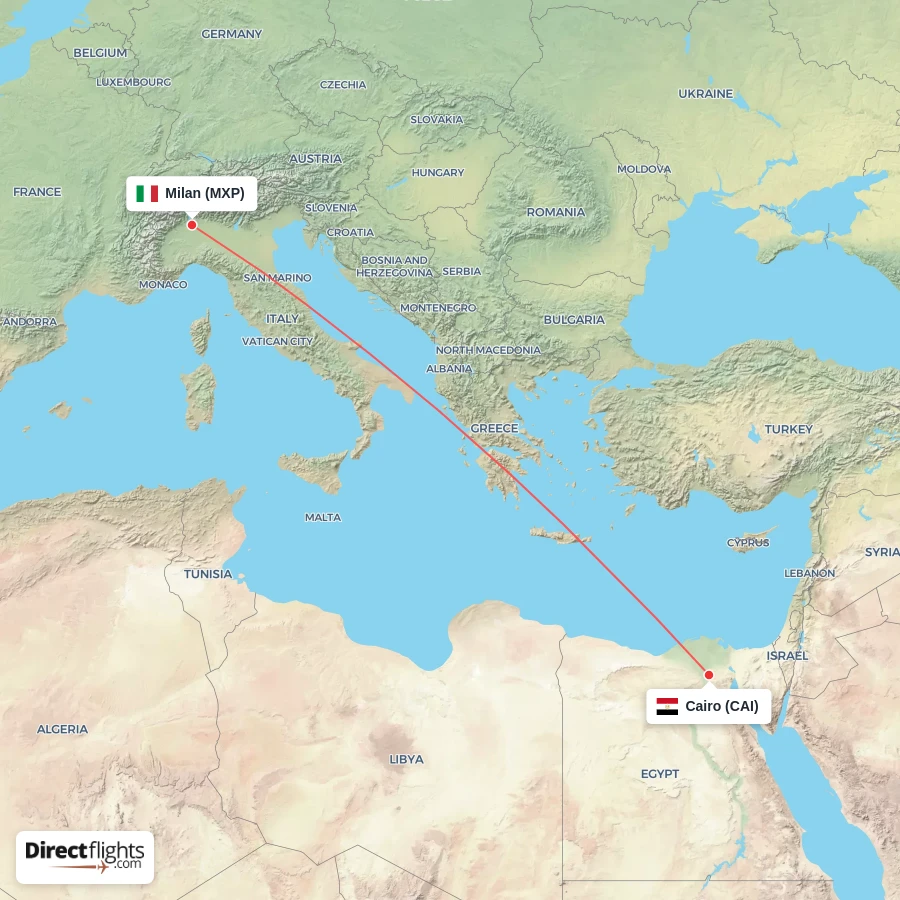 CAI - MXP route map