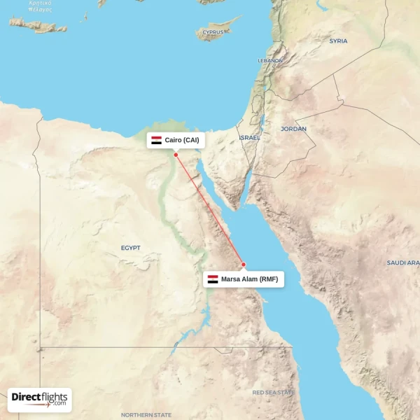 Cairo - Marsa Alam direct flight map
