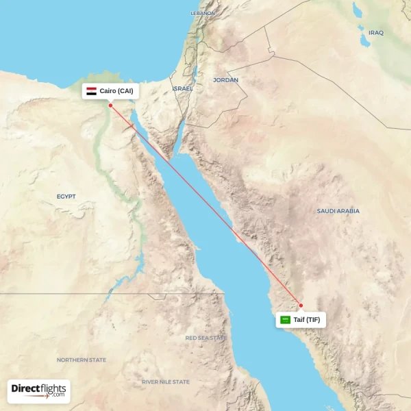 Cairo - Taif direct flight map