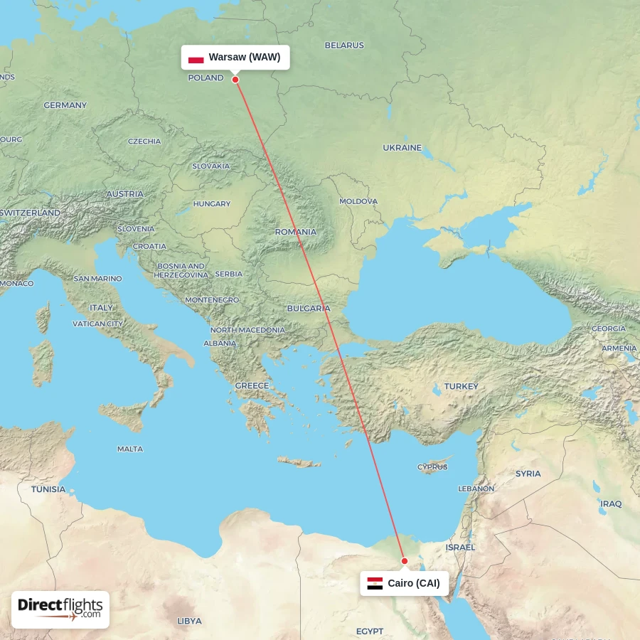 CAI - WAW route map