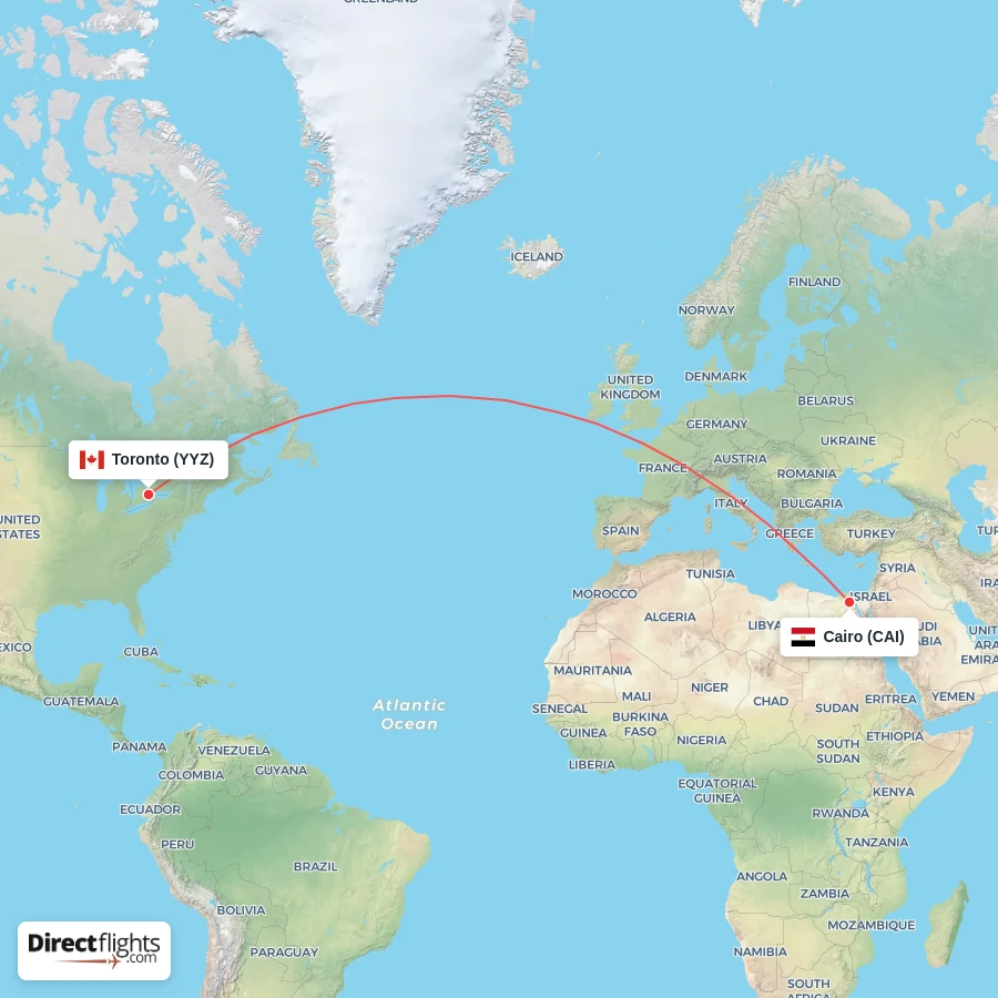 CAI - YYZ route map
