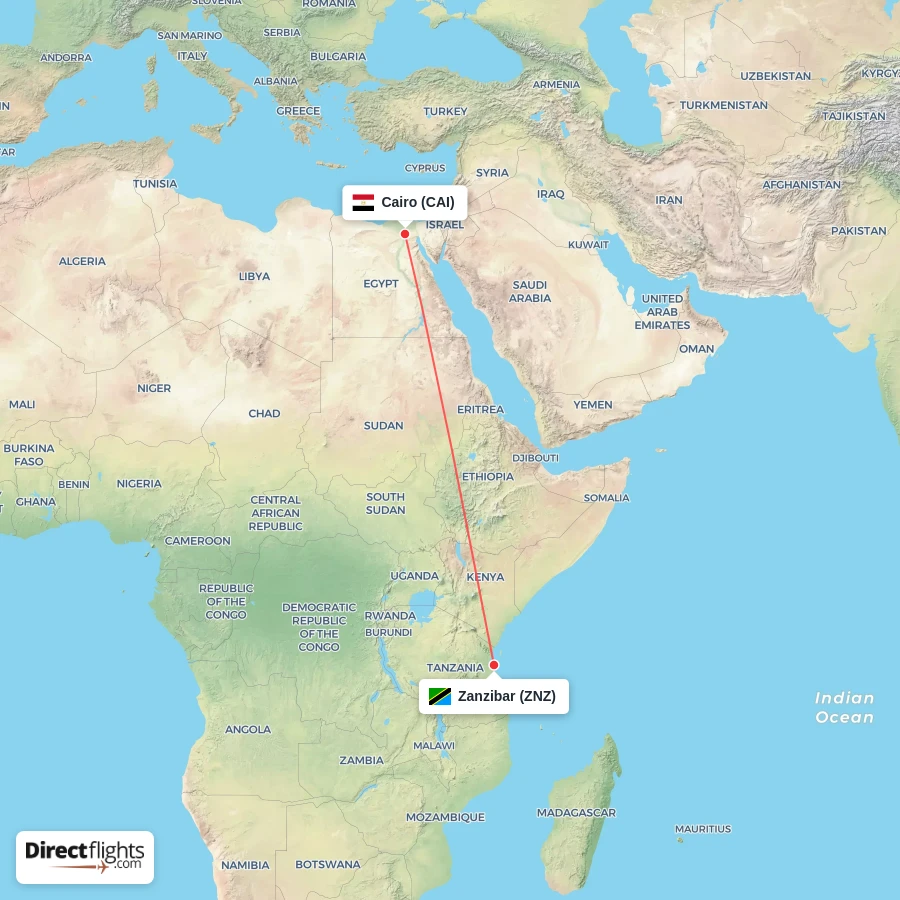 CAI - ZNZ route map