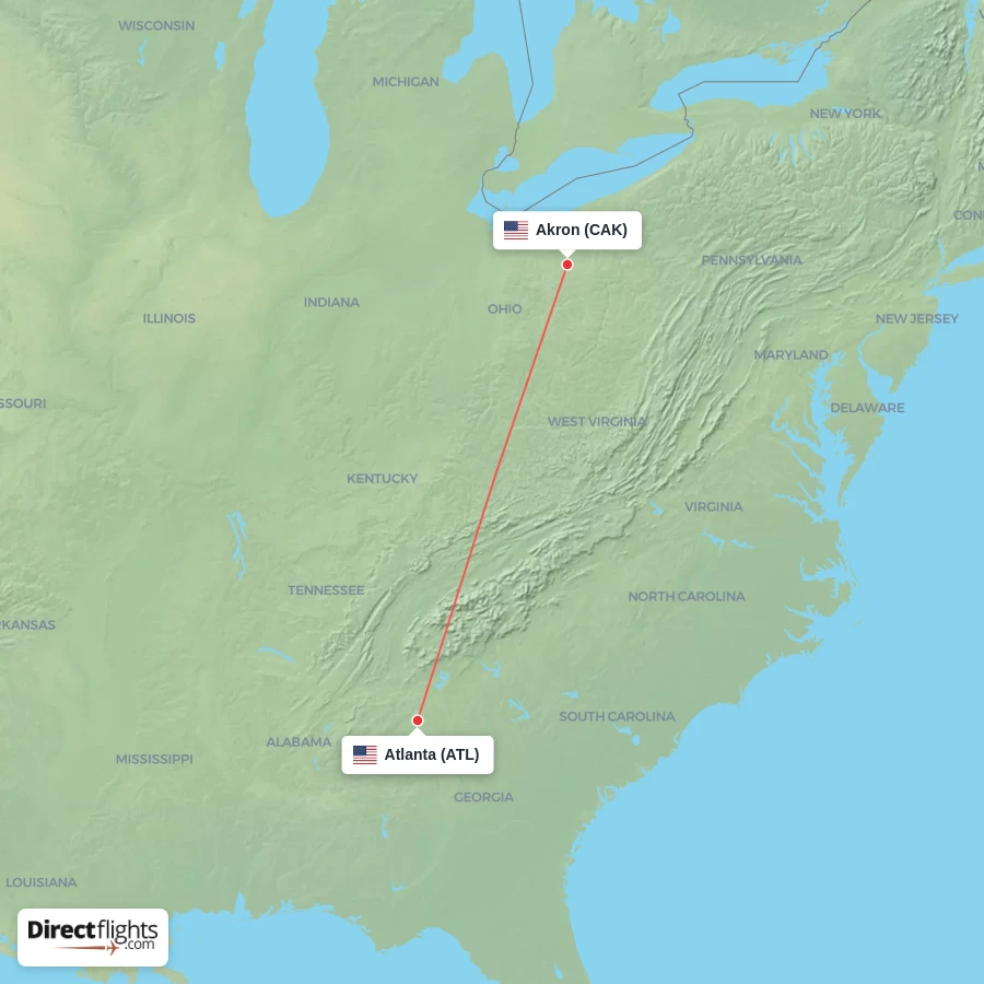 CAK - ATL route map