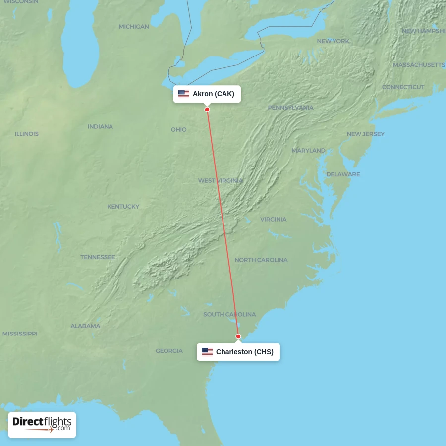 CAK - CHS route map