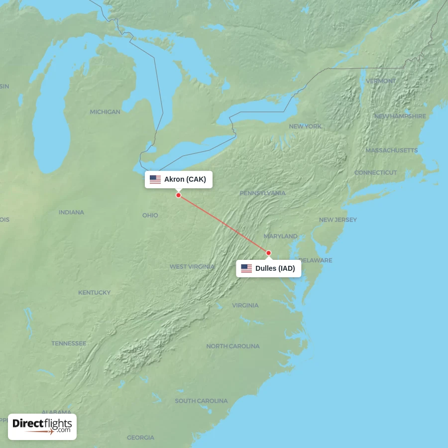 CAK - IAD route map