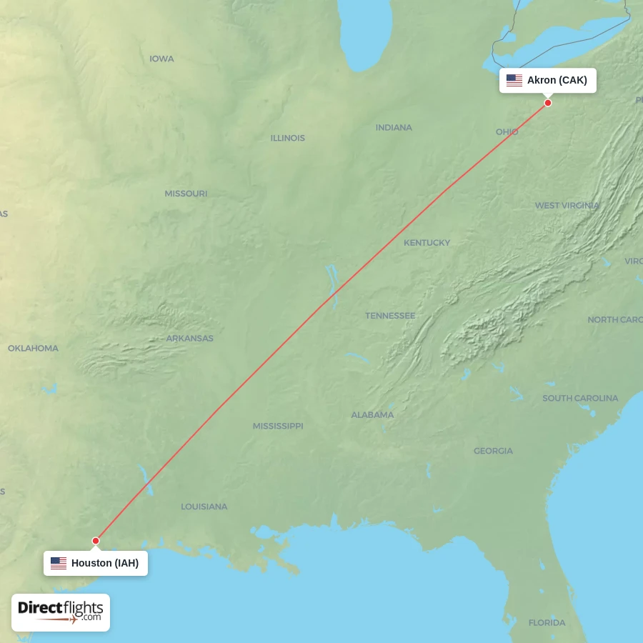CAK - IAH route map