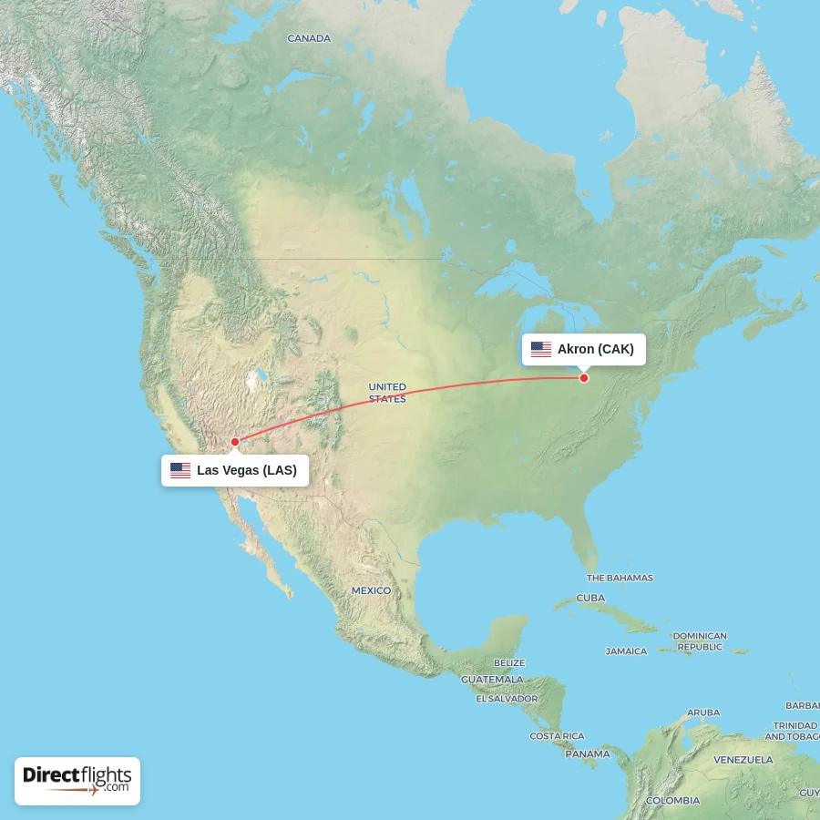 CAK - LAS route map
