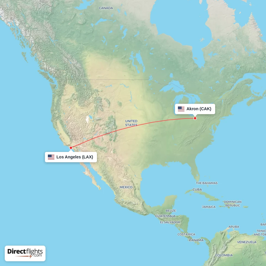 CAK - LAX route map