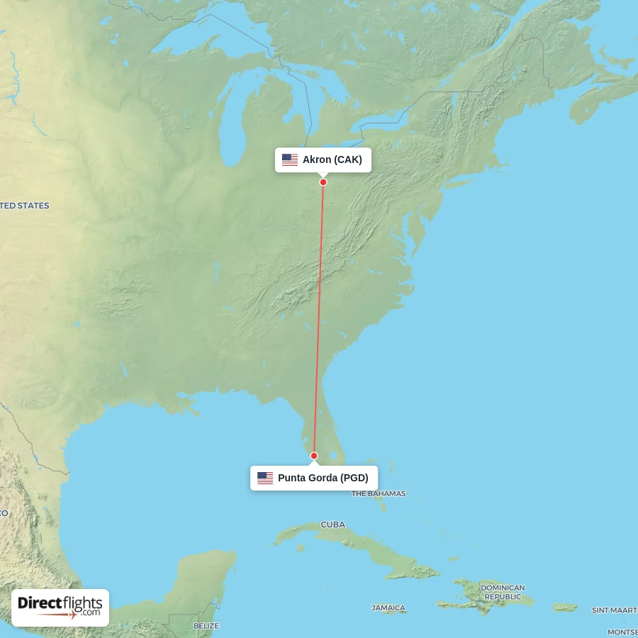 CAK - PGD route map