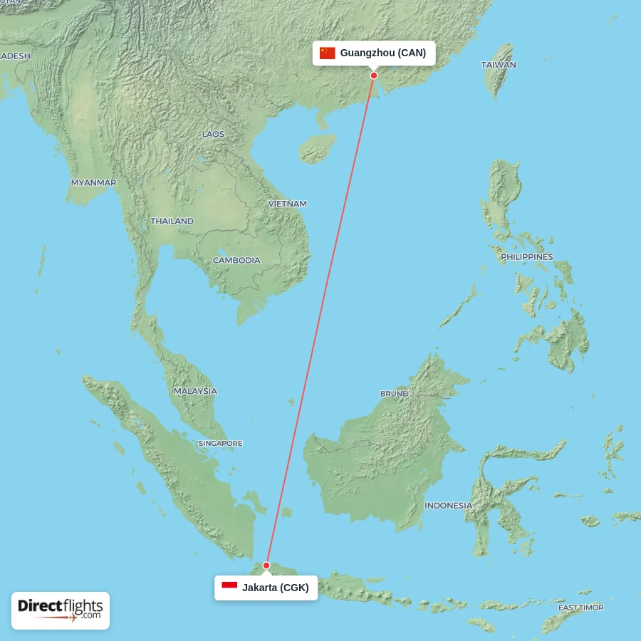 CAN - CGK route map