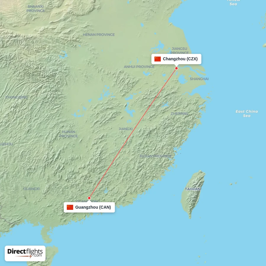 CAN - CZX route map