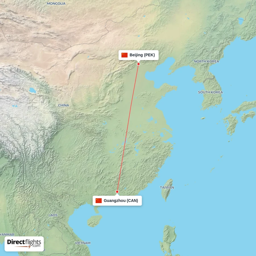 CAN - PEK route map