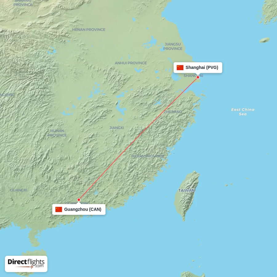CAN - PVG route map