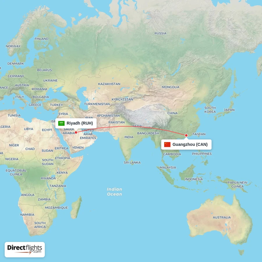 CAN - RUH route map