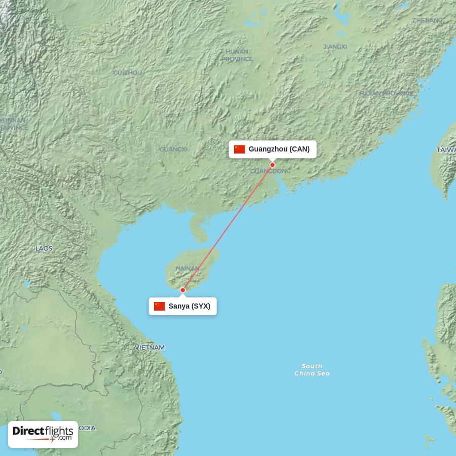 CAN - SYX route map