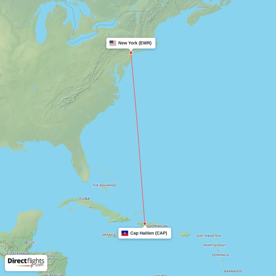 CAP - EWR route map