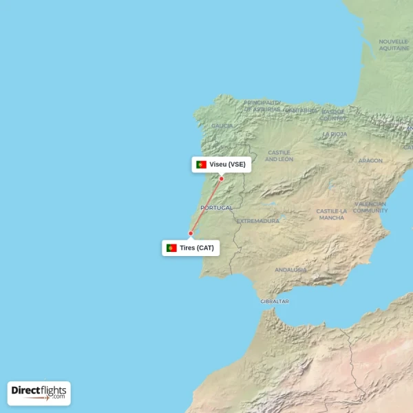 Tires - Viseu direct flight map