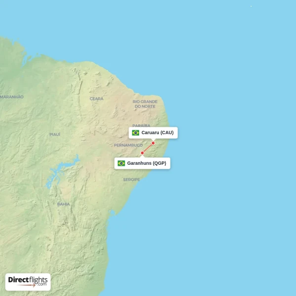 Caruaru - Garanhuns direct flight map
