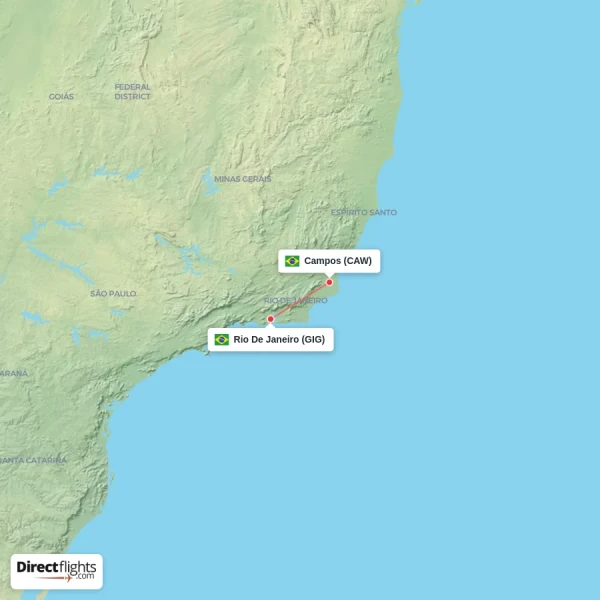 Campos - Rio De Janeiro direct flight map