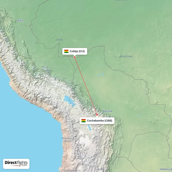 Cochabamba - Cobija direct flight map