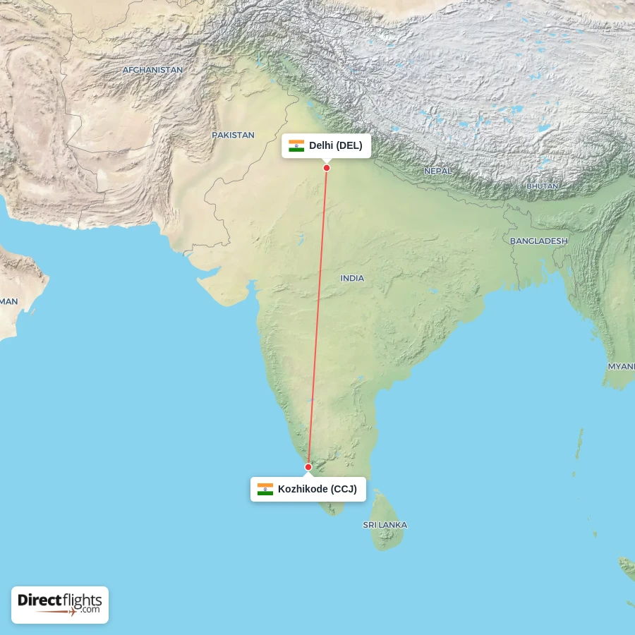 CCJ - DEL route map