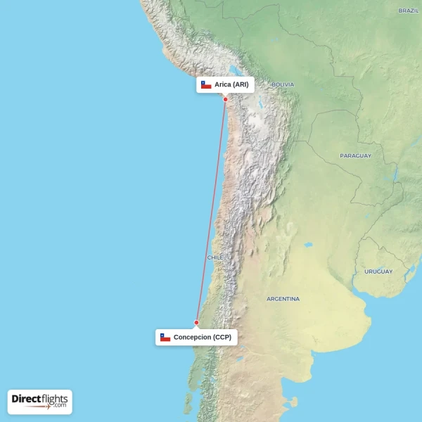 Concepcion - Arica direct flight map
