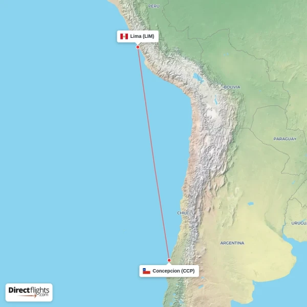 Concepcion - Lima direct flight map