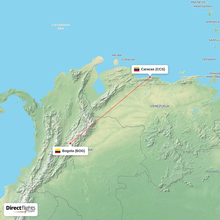 CCS - BOG route map