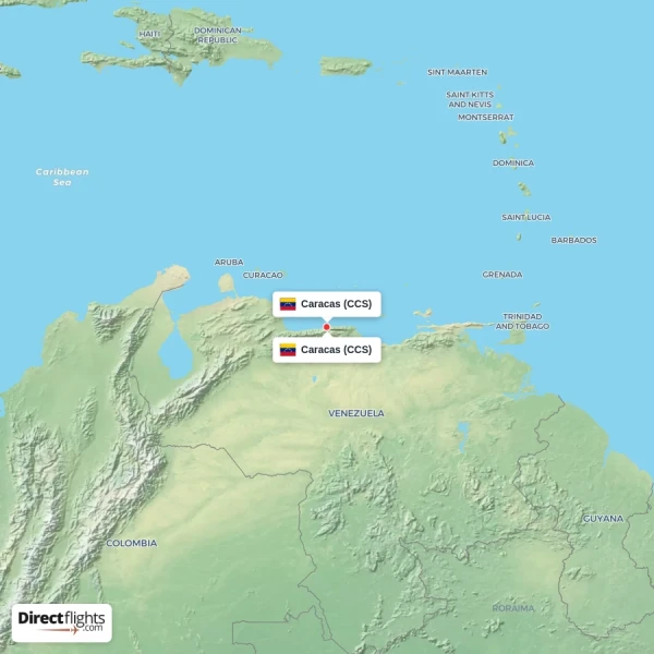 Caracas - Caracas direct flight map