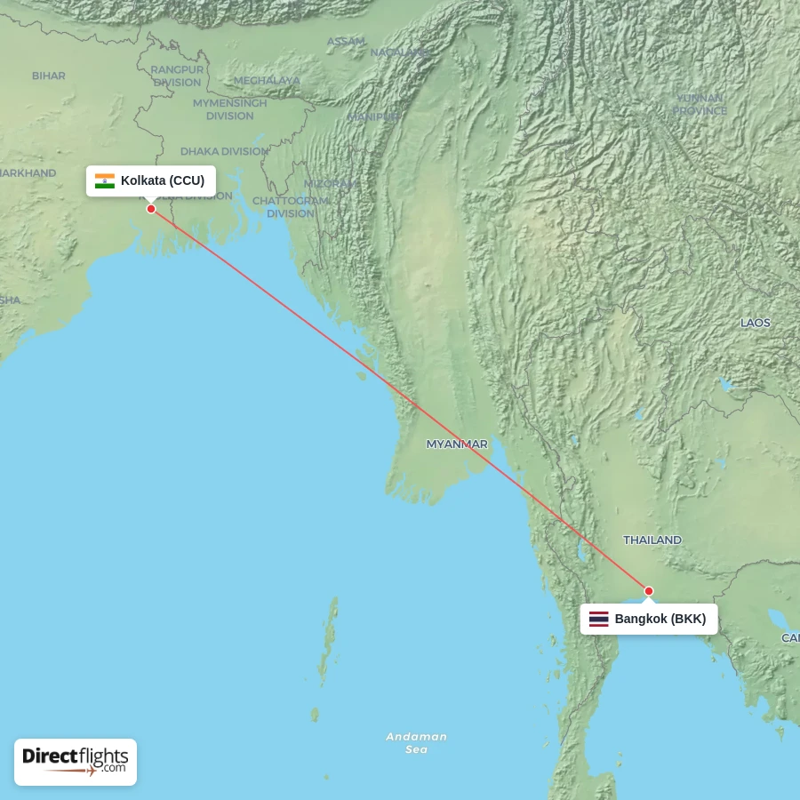 CCU - BKK route map