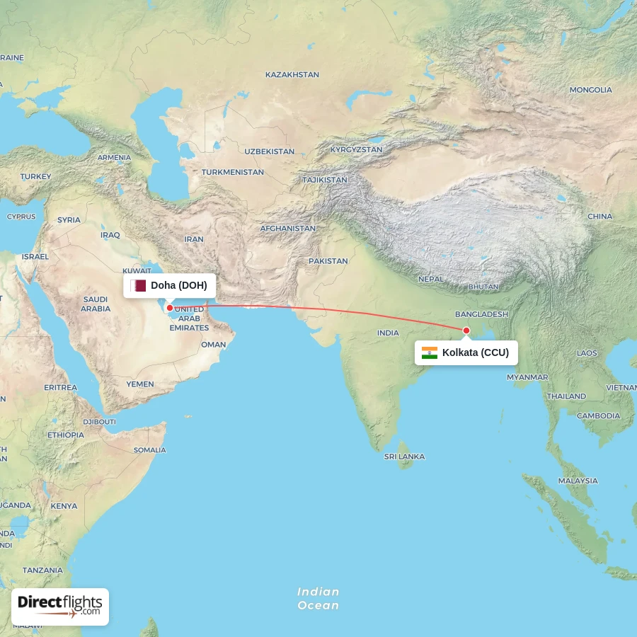 CCU - DOH route map