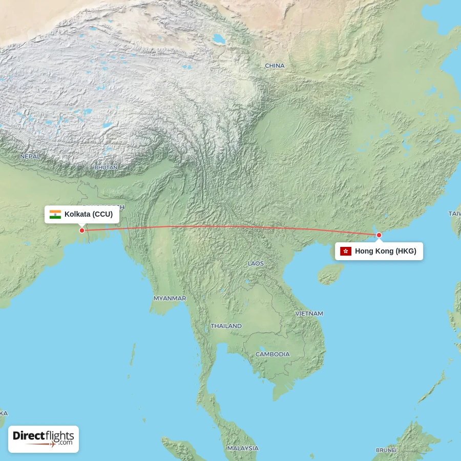 CCU - HKG route map