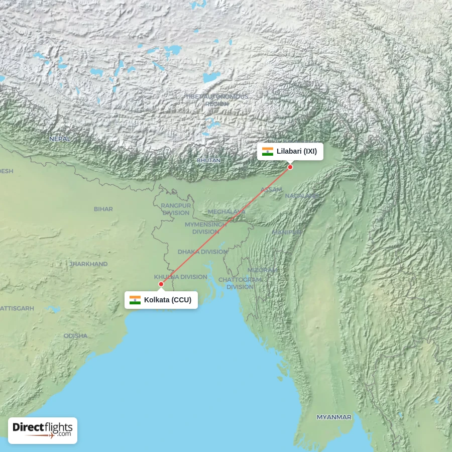 CCU - IXI route map