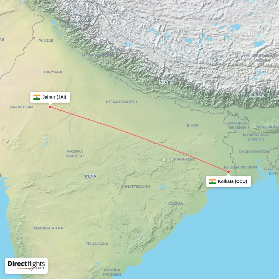 CCU - JAI route map