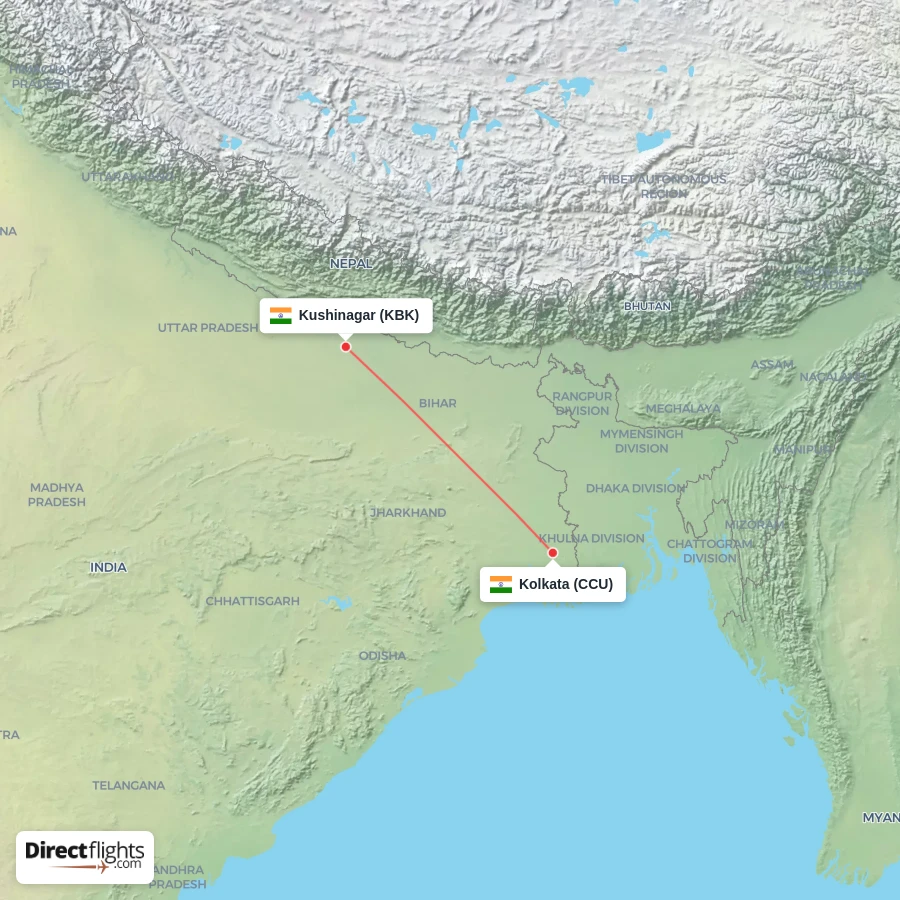 CCU - KBK route map