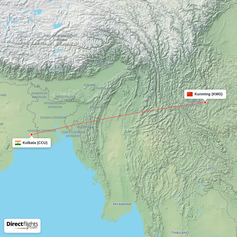 CCU - KMG route map