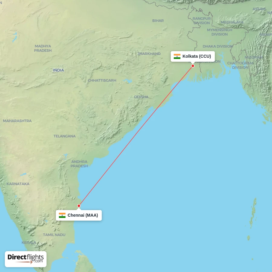 CCU - MAA route map