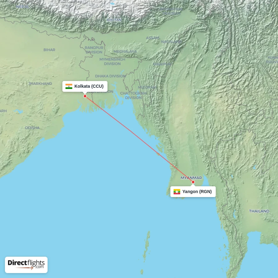 CCU - RGN route map