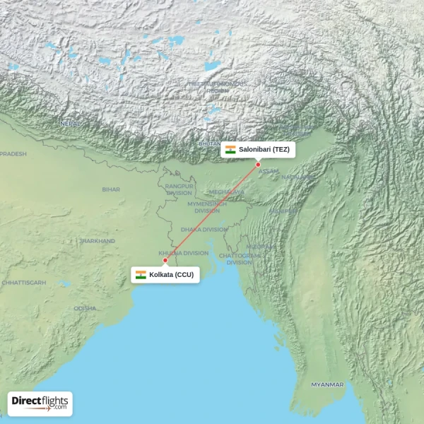Kolkata - Salonibari direct flight map