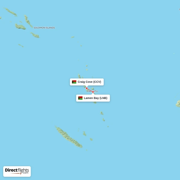 Craig Cove - Lamen Bay direct flight map