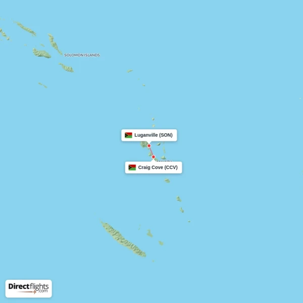 Craig Cove - Luganville direct flight map
