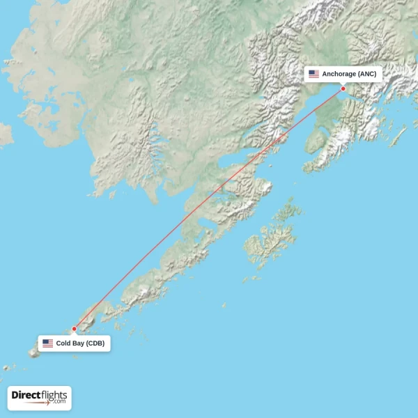 Cold Bay - Anchorage direct flight map
