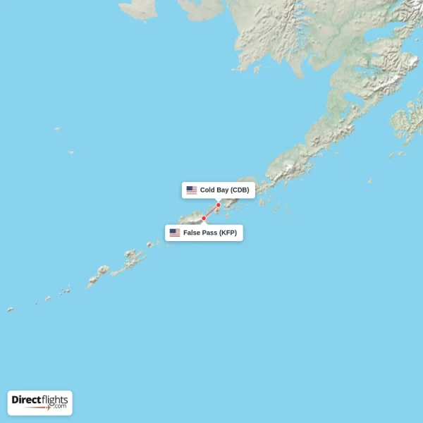 Cold Bay - False Pass direct flight map
